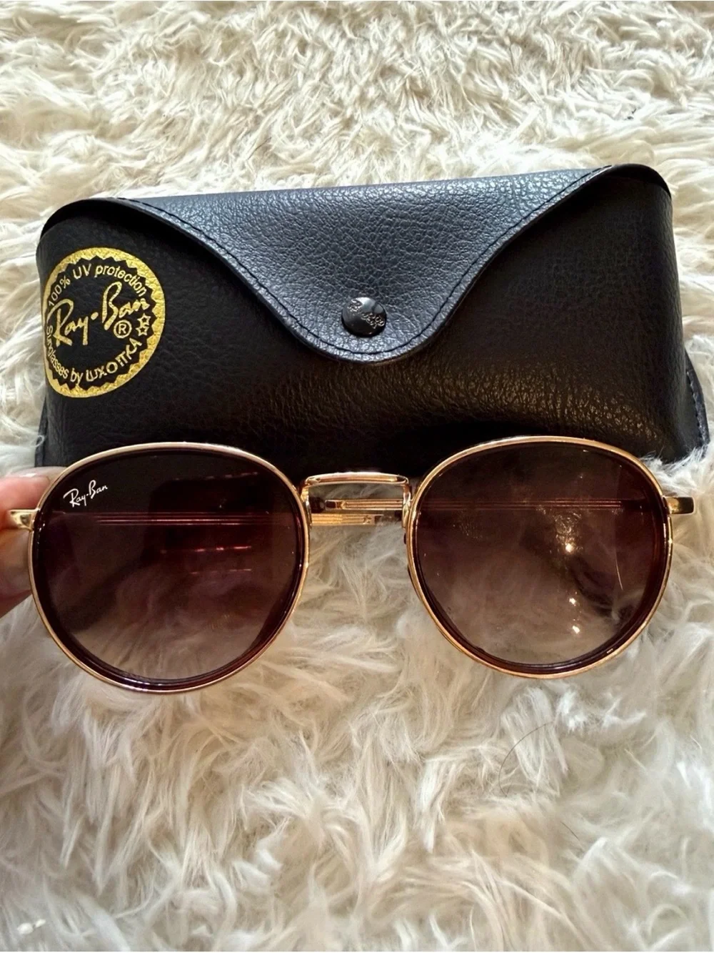 Ray-Ban Women's Round Sunglasses - Gold Frame with Brown Lenses